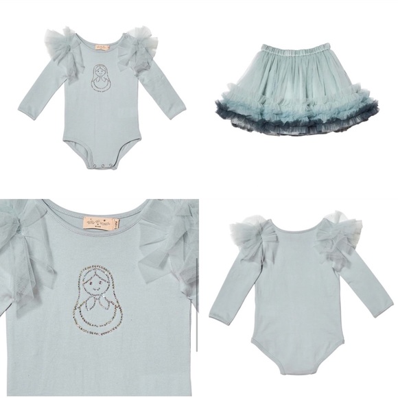 TUTU DU MONDEBébé Doll Face Onesie + Misty Skirt Set BLUE